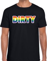 Dirty gaypride t-shirt -  regenboog t-shirt zwart voor heren - Gay pride S