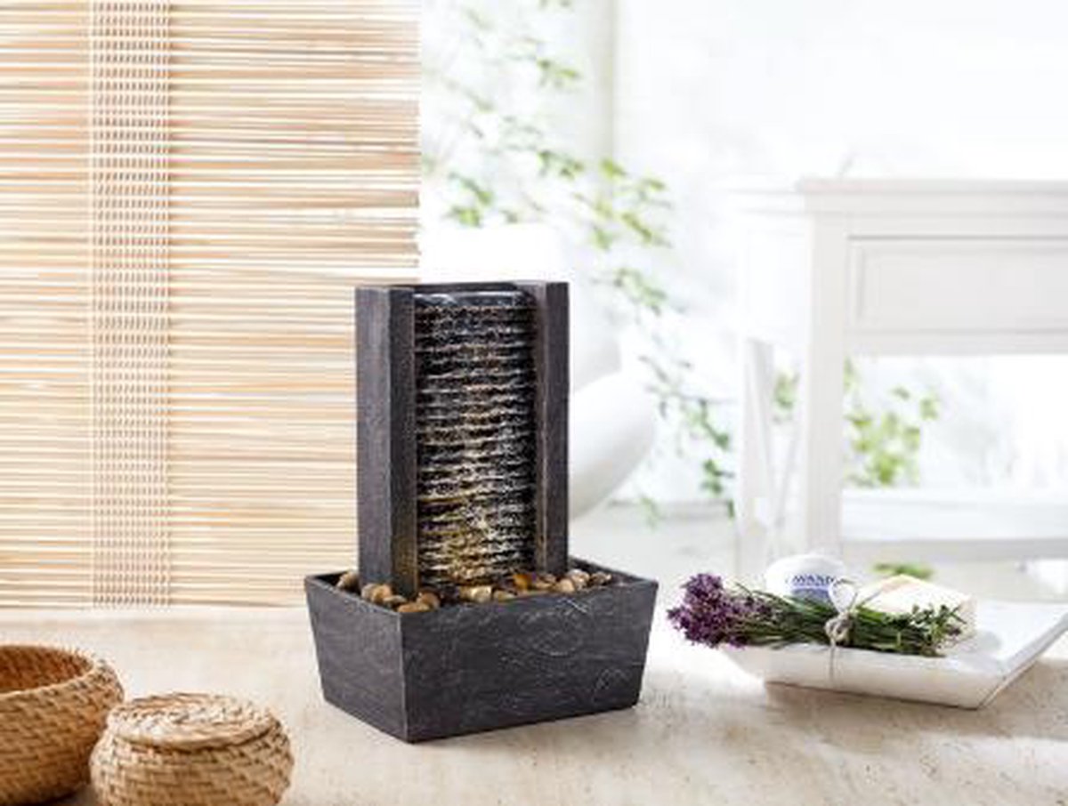 thumbnail: Kamerfontein Met LED Verlichting En Mist – Rustgevende Tafelfontein Met Planten Voor Woonkamer, Slaapkamer Of Kantoor