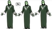3x Alien kostuum met masker one size
