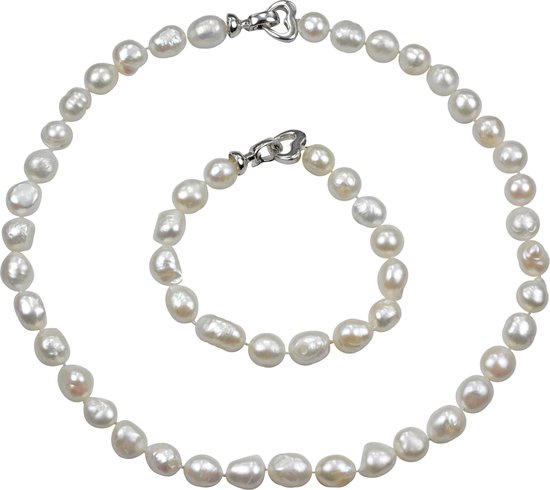 Zoetwater parel set Big Round Pearl - echte parels - parelketting + parel  armband -... | bol.com