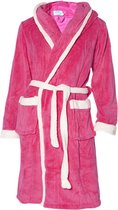 Badjas capuchon roze - fleece badjas kind - ochtendjas - warm & zacht -Badrock - maat (5-6 jaar) 110-116