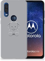 Motorola One Vision Telefoonhoesje met Naam Grijs Baby Olifant