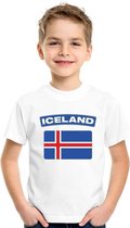 T-shirt met IJslandse vlag wit kinderen 134/140