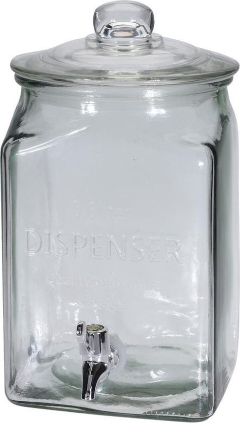 dienblad boiler rook Glazen drank dispenser vierkant - 5,6 L - Met tapkraantje | bol.com