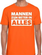 Mannen zijn beter in alles tekst t-shirt oranje heren S