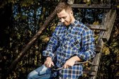 Craftland Houthakkershirt, blauw geruit, maat L