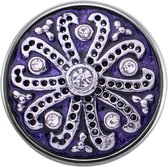 Quiges - Dames Click Button Drukknoop 18mm Ornament Bloem Mandala Paars - EBCM315