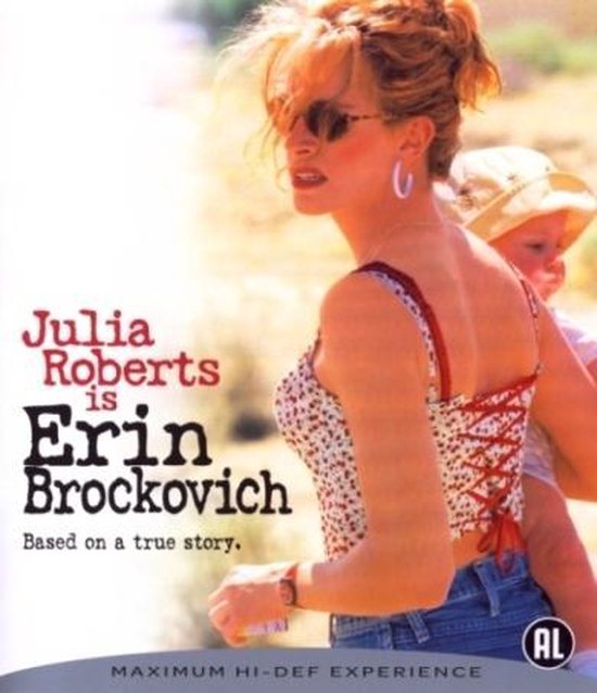 Julia Roberts als Erin Brockovich, gebaseerd op een waargebeurd verhaal.