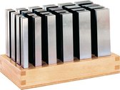 Set parallelle onderlegblokken 125mm In houten standaard