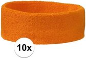 Sportdag hoofd zweetbandjes oranje 10x - Hoofdbandjes team kleur oranje