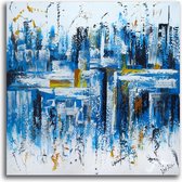 Acrylverf schilderij - schilderij abstract -  Dynamite Blue II op canvas - 90x90 cm