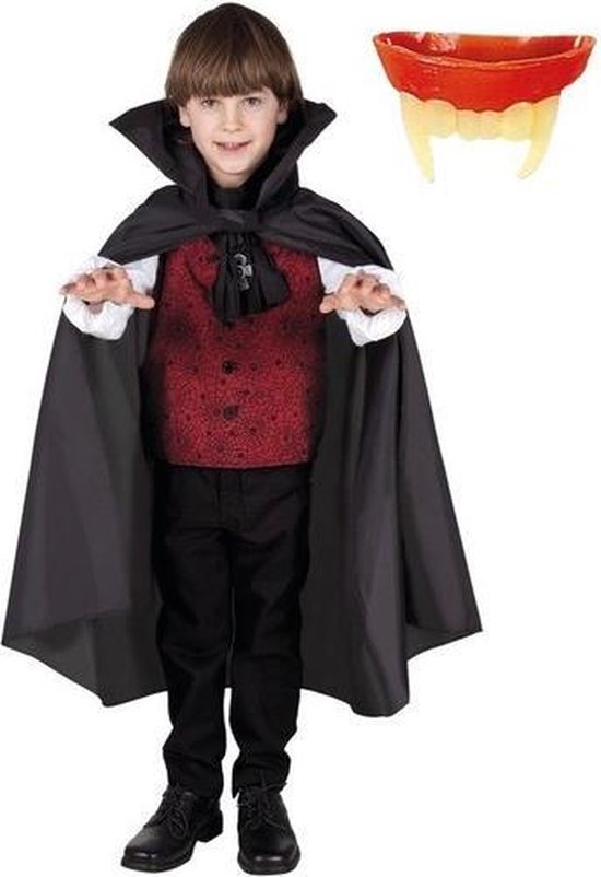 Dracula cape inclusief gebit voor kinderen