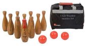 Uber Houten kegel Set /Bowling - Made in India - Eco hardhout in stevige transporttas - Luxe en prachtig afgewerkt - Kunststof ballen -