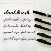 5 Kwaliteits Handlettering Brush/Pennen + 25 vel Kraftbruin Handlettering Karton + 1 Blender Inclusief  Etui.