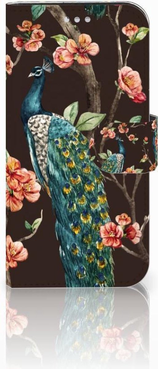 Samsung Galaxy S7 Telefoonhoesje met Pasjes Pauw met Bloemen