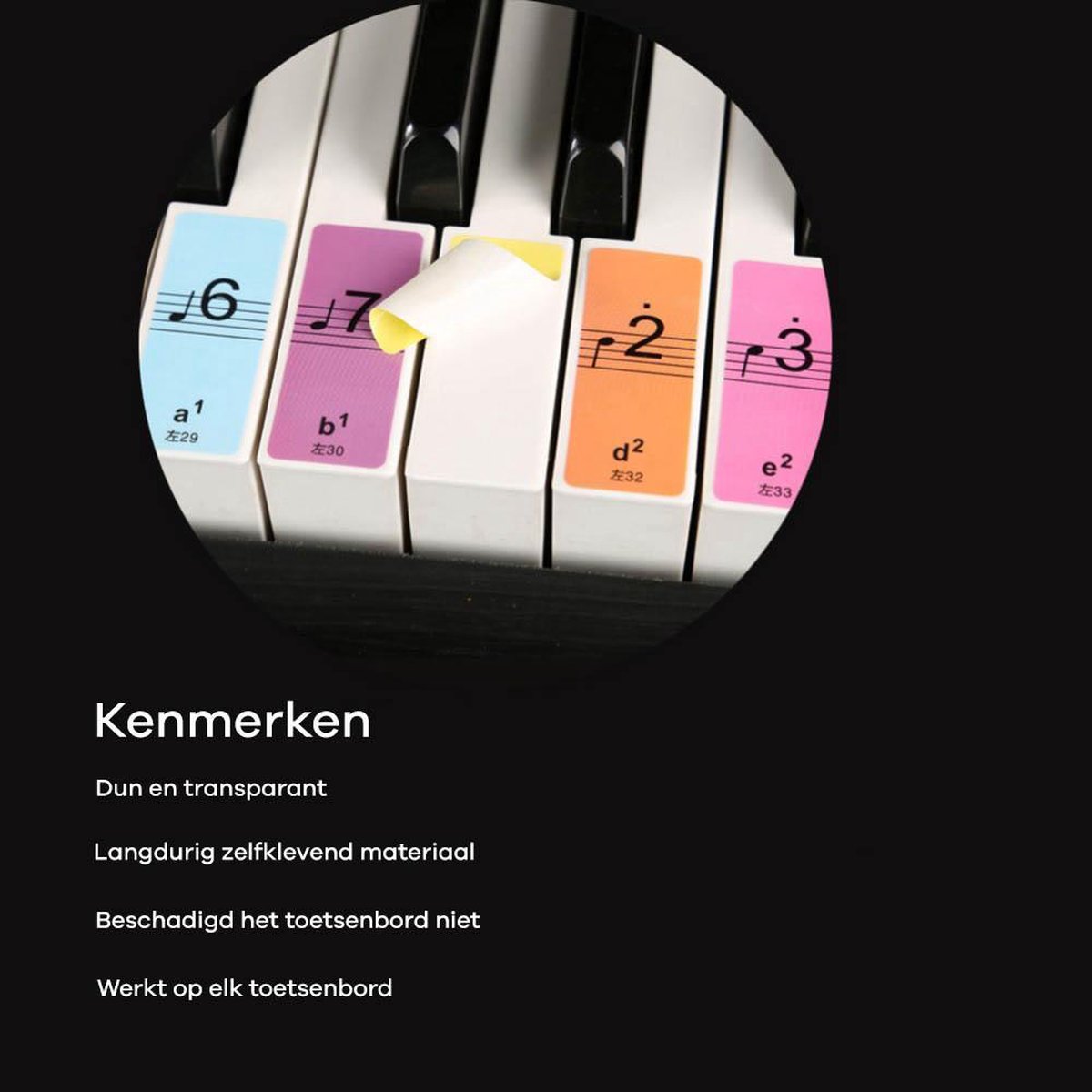 Piano Toetsenbordstickers voor 88/61/54/49/37 toetsen, vet grote letter