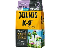 Julius K9 - Graanvrij hondenvoer - Hypoallergene hondenbrokken met lam & aardappel - Voor pups & jonge honden - 10kg