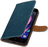 Pull Up TPU PU Leder Bookstyle Wallet Case Hoesjes voor HTC Desire 10 Pro Blauw