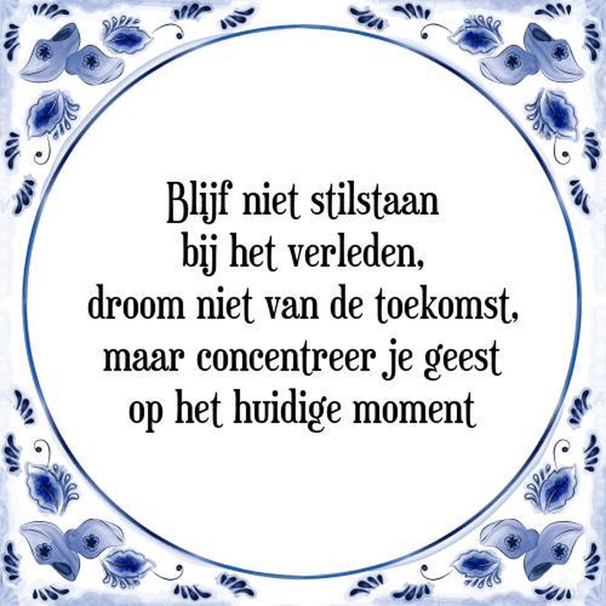 Tegeltje met Spreuk (Tegeltjeswijsheid): Blijf niet stilstaan bij het verleden, droom niet