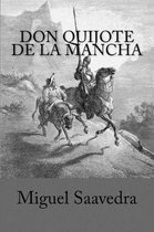 Boekcover Don Quijote de la Mancha, met twee ruiters te paard in een berglandschap. Titel en auteur zichtbaar.