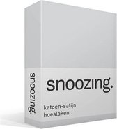 Snoozing - Katoen-satijn - Hoeslaken - Lits-jumeaux - 180x210 cm - Grijs