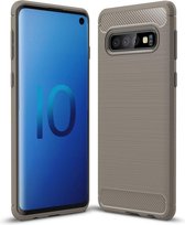 Armor Brushed TPU Back Cover - Samsung Galaxy S10 Hoesje - Grijs