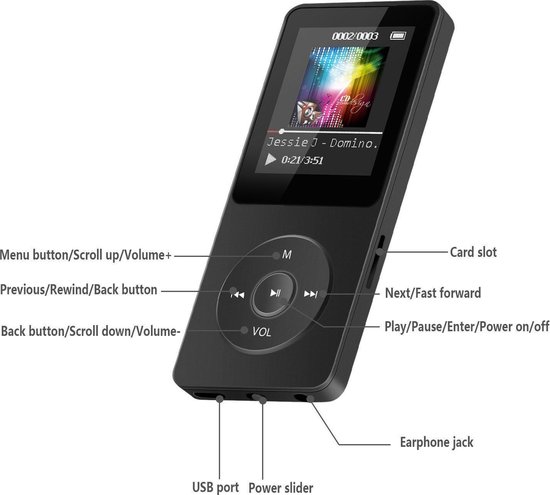 AGPtEK 8GB Muziek MP3 Player I 70 UUR Muziek I Playback MP3 Lossless Sound  Entry Hi-Fi... | bol.com