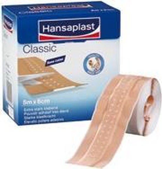 Hansaplast® Classic-pleister, luchtdoorlatend, voor normale huid, 5m/rol  breedte 80 mm | bol.com