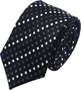 Fako Fashion® - Cravate Skinny - DLX - 145cm - Cubes noirs