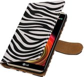 Zebra Bookstyle Wallet Case Hoesje Geschikt voor LG X Power Wit