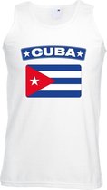 Singlet shirt/ tanktop Cubaanse vlag wit heren L