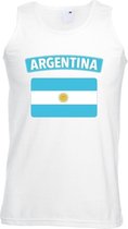 Singlet shirt/ tanktop Argentijnse vlag wit heren M