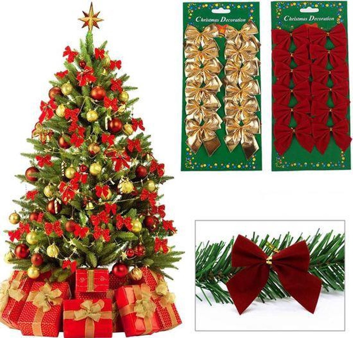 Kerstversiering - Kerstboom decoratiestrikken - Kleine strikken - Rood - 12  stuks | bol.com