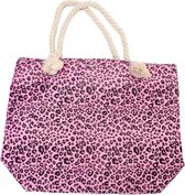 Zachte Strandtas met Dierenprint - 43x34 cm - Panter Roze - Dielay