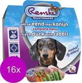 Renske Hond Vers Vlees Maaltijd - Eend&Konijn - Hondenvoer - 16 x 100 g