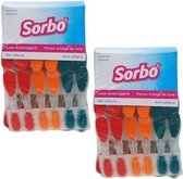 Pinces à linge Sorbo colorées à prise souple - 96 pièces