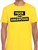 Fuck the dresscode tekst t-shirt geel heren - heren shirt Fuck the dresscode XL