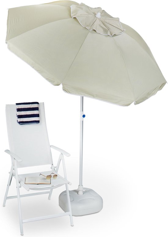 relaxdays - parasol 180 cm - kantelbaar - in tafel - in parasolvoet -  camping | bol.com