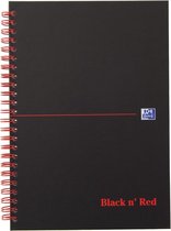 7x Oxford BLACK N' RED spiraalblok karton, 140 bladzijden A5, geruit 5mm
