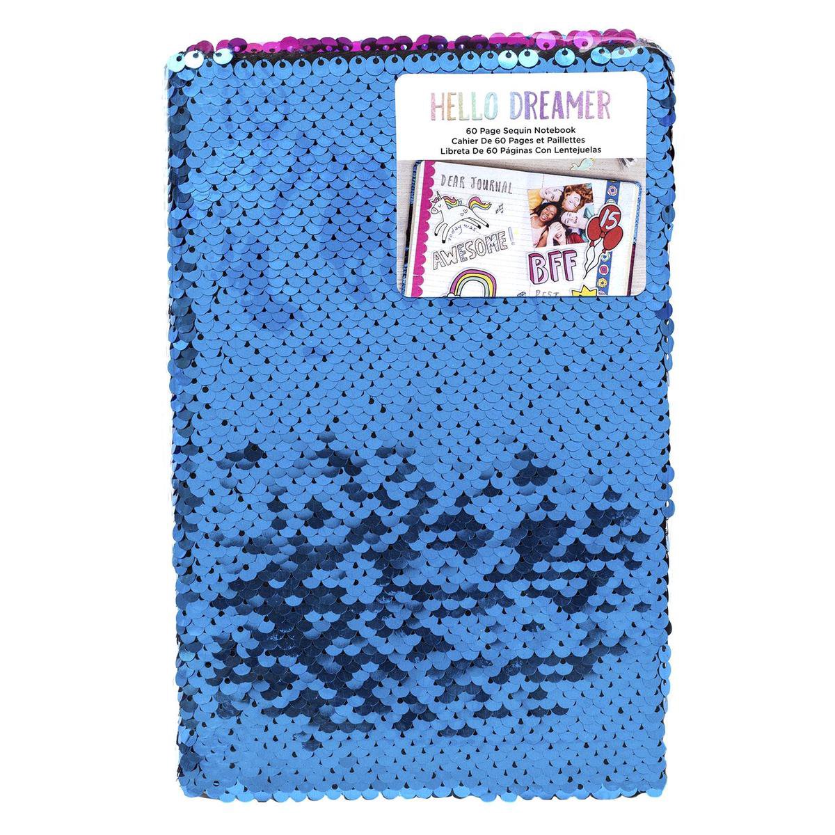 American Crafts - Hello Dreamer Blue & Pink Sequins notebook - notitieboekje - 60 pagina's