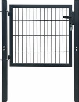 vidaXL - Poort - dubbelstaafmat - (enkel) - 106x130 - cm - antracietgrijs