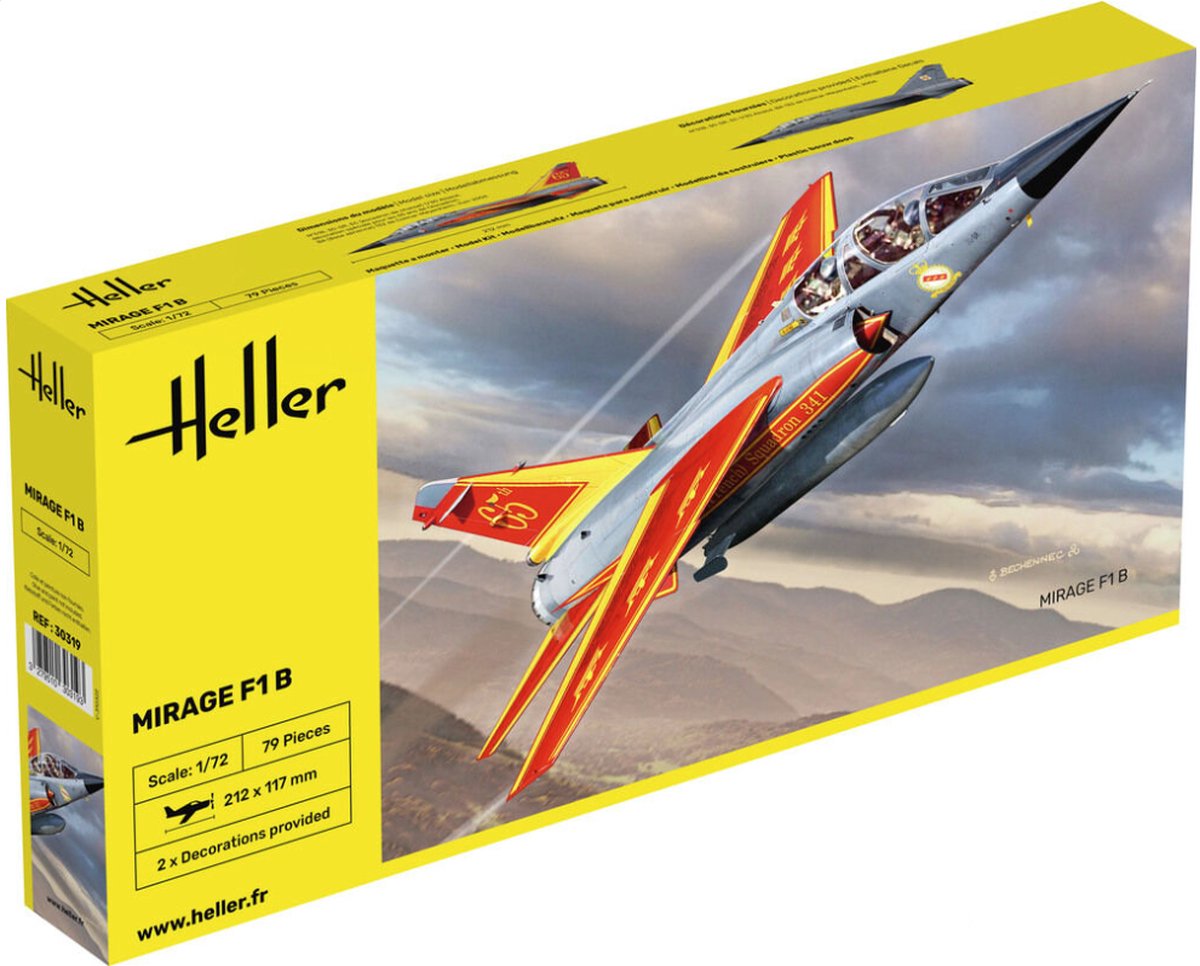 Heller 1:72 30319 Mirage F1 Plane Plastic Modelbouwpakket