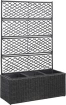 vidaXL - Latwerkplantenbak - verhoogd - met - potten - 83x30x130 - cm - rattan - zwart