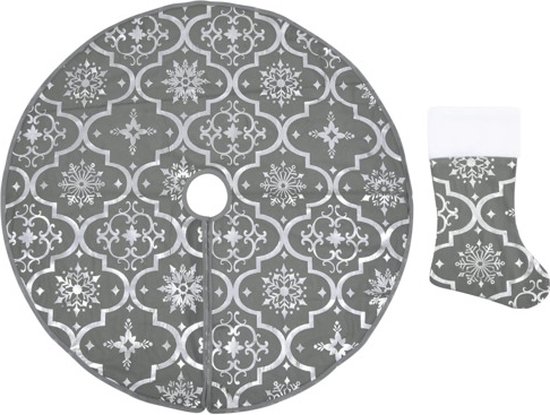 vidaXL - Kerstboomrok - luxe - met - sok - 90 - cm - stof - grijs