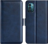 Mobigear Telefoonhoesje geschikt voor Nokia G21 Hoesje | Mobigear Slim Magnet Bookcase Portemonnee | Pasjeshouder voor 3 Pasjes | Telefoonhoesje voor Pinpas / OV Kaart / Rijbewijs - Donkerblauw