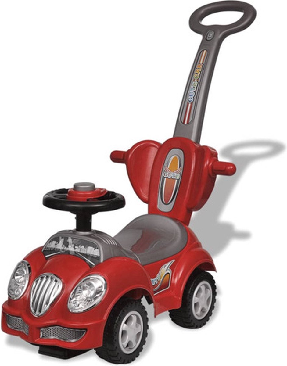 Loopauto Rood met duwstang Loop auto met stang bol
