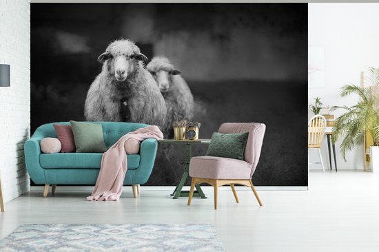Papier peint photo peint vinyle - Mouton avec cloche largeur 600 cm x hauteur 400 cm - Tirage photo sur papier peint (disponible en 7 tailles)