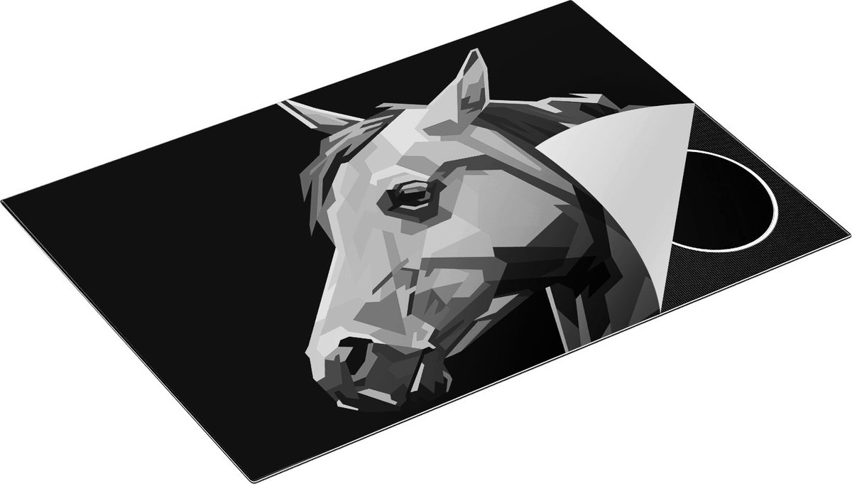 Chefcare Inductie Beschermer Kleurrijke Paardenkop - Paard - Abstract - Zwart Wit - 75x55 cm - Afdekplaat Inductie - Kookplaat Beschermer - Inductie Mat