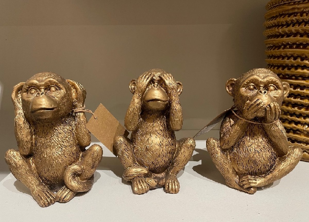 Drie Goudkleurige Aapjes - Horen, Zien, Zwijgen | bol.com