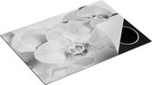 Chefcare Inductie Beschermer Roze Orchidee Bloemen - Zwart Wit - 75x50 cm - Afdekplaat Inductie - Kookplaat Beschermer - Inductie Mat